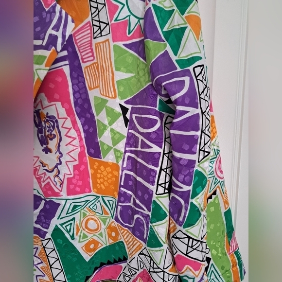 Vtg JORDANA USA colorful blazer lined shoulder pads lightweight abstract funky L - Picture 8 of 11